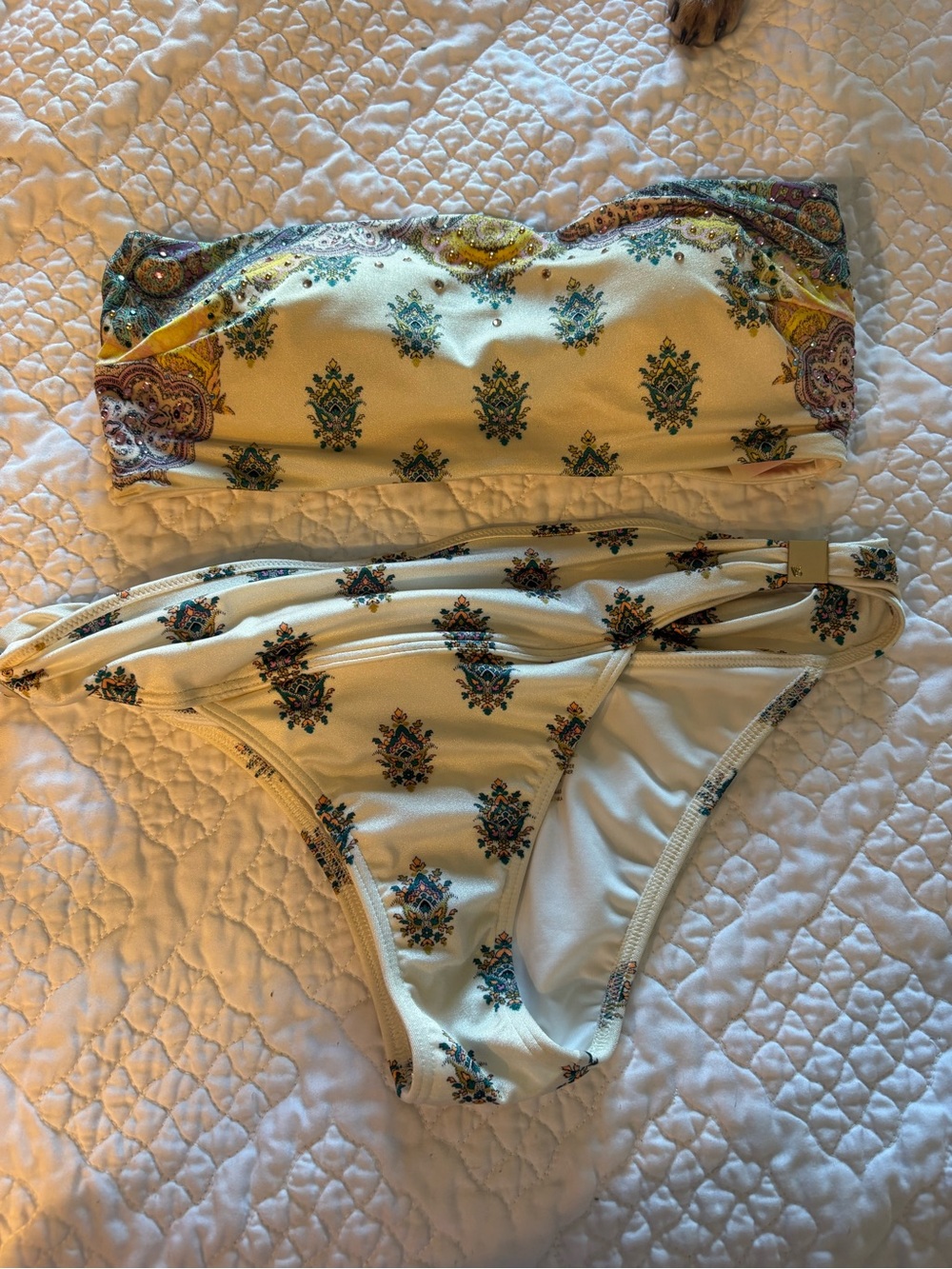 Victoria secret Bandeau Two-Piece Swim Set in Ivory Paisley Print